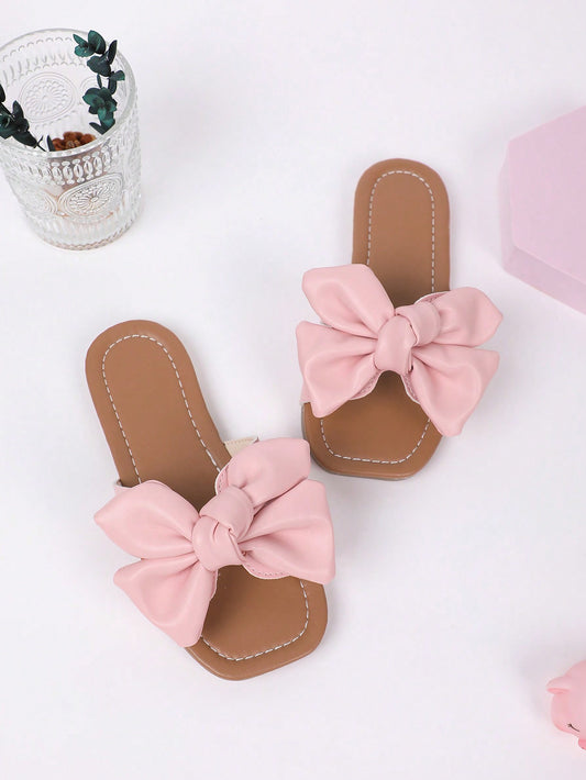 Girls Bow Decor Slippers for Summer